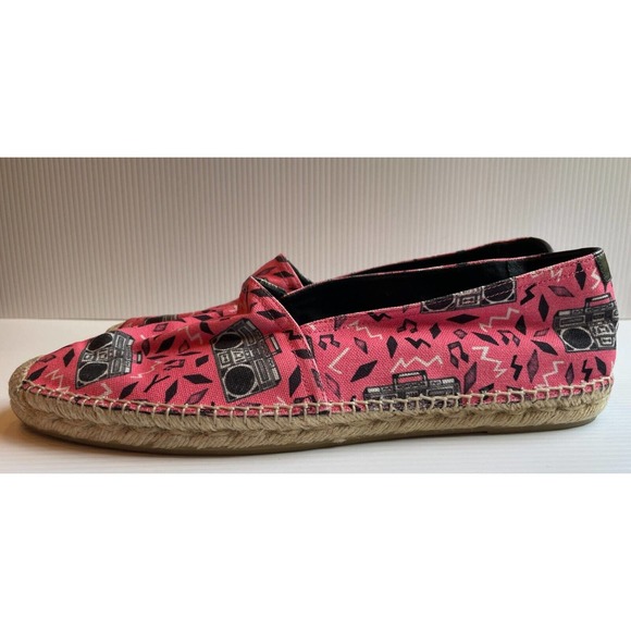 $500 Saint Laurent Paris Pink Radio Canvas Espadrilles Authentic US 13 EU 45 NEW Saint Laurent Canvas Elba Logo Embroidered Espadrilles 39  main image 4